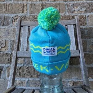 NWOT Alpine World Ski Championships 2015 Pom Beanie Toque Hat Aqua Blue Unisex